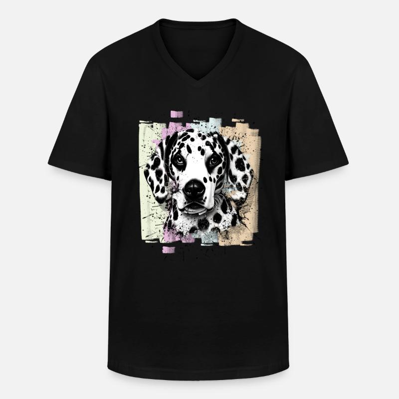 Dalmatiner - Männer-T-Shirt mit V-Ausschnitt - Schwarz