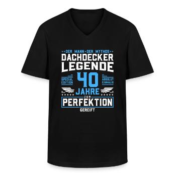 Dachdecker Legende - 40. Geburtstag Dachdecker - Männer-T-Shirt mit V-Ausschnitt - Schwarz - Vorne - AI Model Male 178 dark (178cm)
