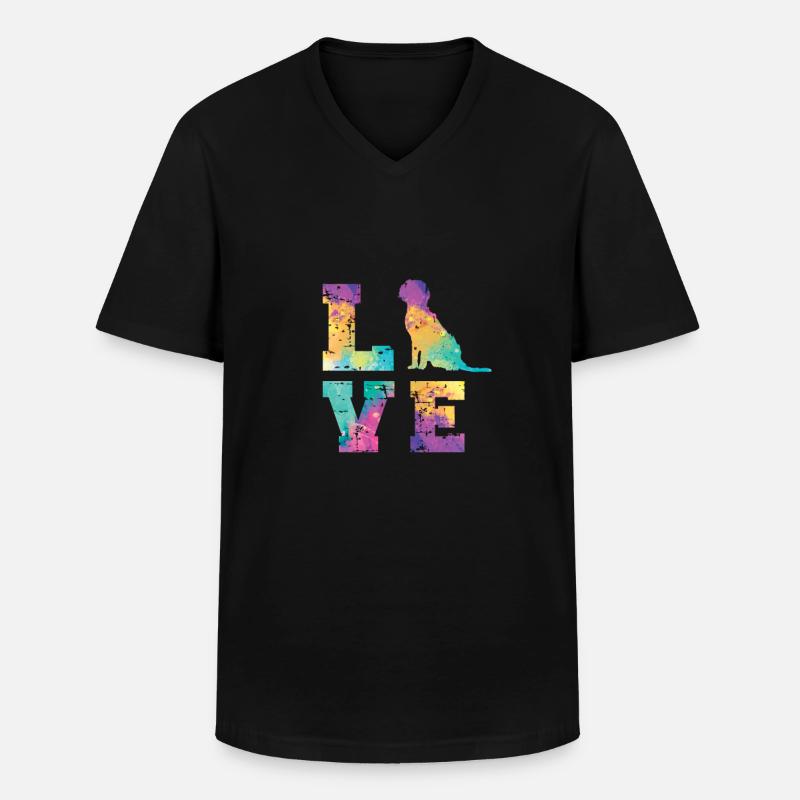 Munsterlander Love - Männer-T-Shirt mit V-Ausschnitt - Schwarz