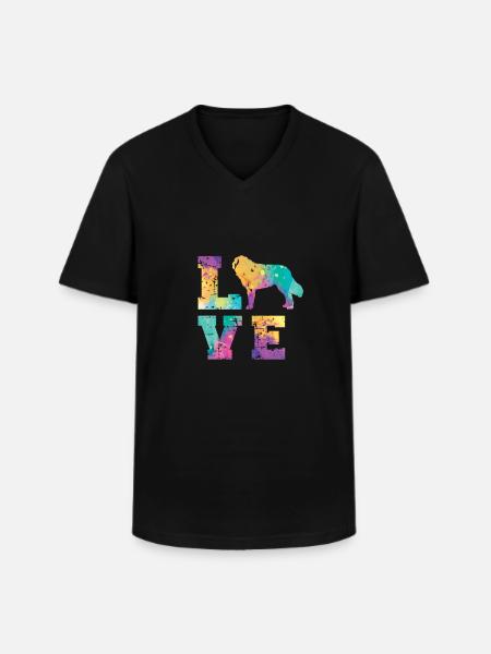 Saint Bernard Amour - T-shirt col V Homme - noir