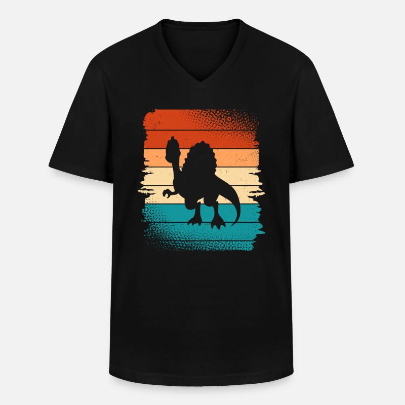Dino Dinosaurier - Männer-T-Shirt mit V-Ausschnitt - Schwarz