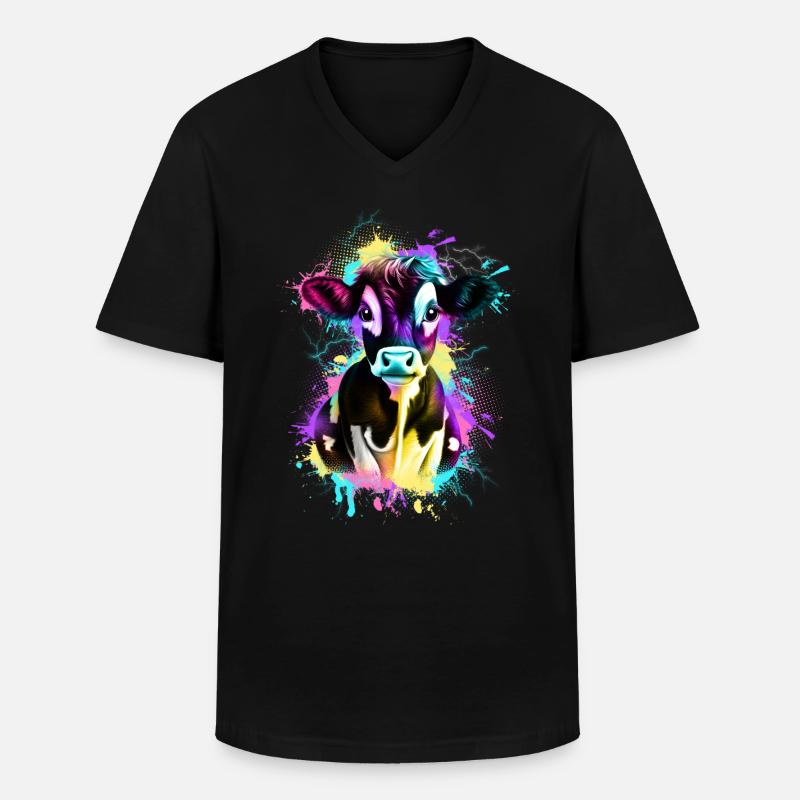 Kuh - Männer-T-Shirt mit V-Ausschnitt - Schwarz
