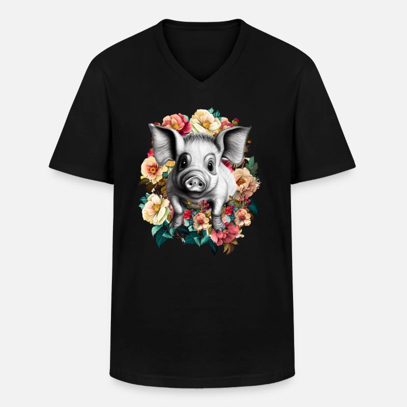 Schwein - Männer-T-Shirt mit V-Ausschnitt - Schwarz