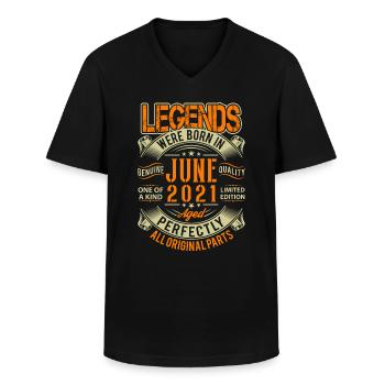 2021 June Birthday Legend - Men's V-Neck T-Shirt - black - Front - AI Model Male 178 dark (178cm)