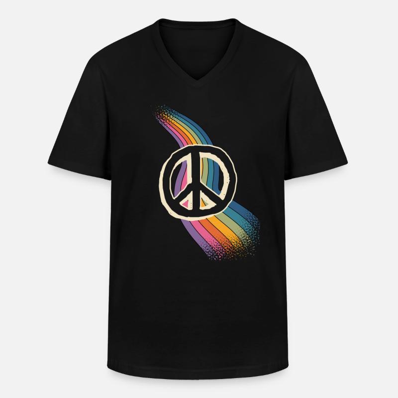 Peace Love - Männer-T-Shirt mit V-Ausschnitt - Schwarz