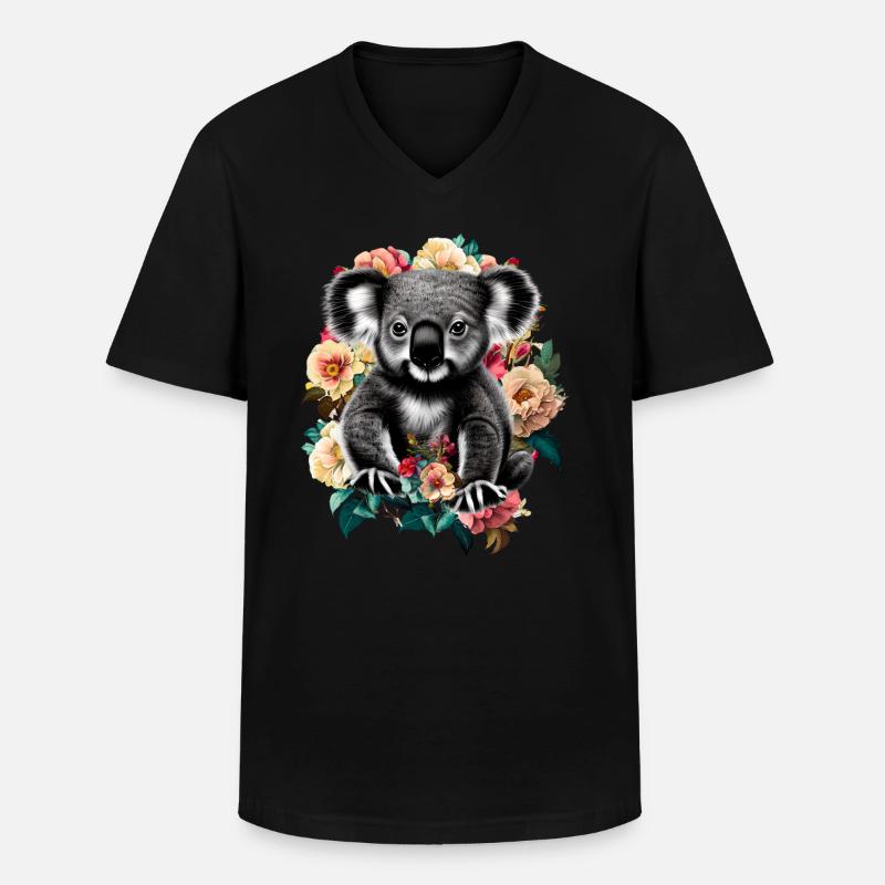 Koala - Männer-T-Shirt mit V-Ausschnitt - Schwarz