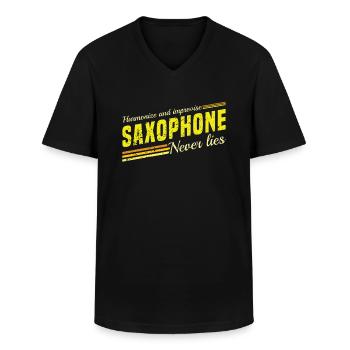 Harmonize & Improvise Saxophone never lies - Jazz - Männer-T-Shirt mit V-Ausschnitt - Schwarz - Vorne - AI Model Male 178 dark (178cm)