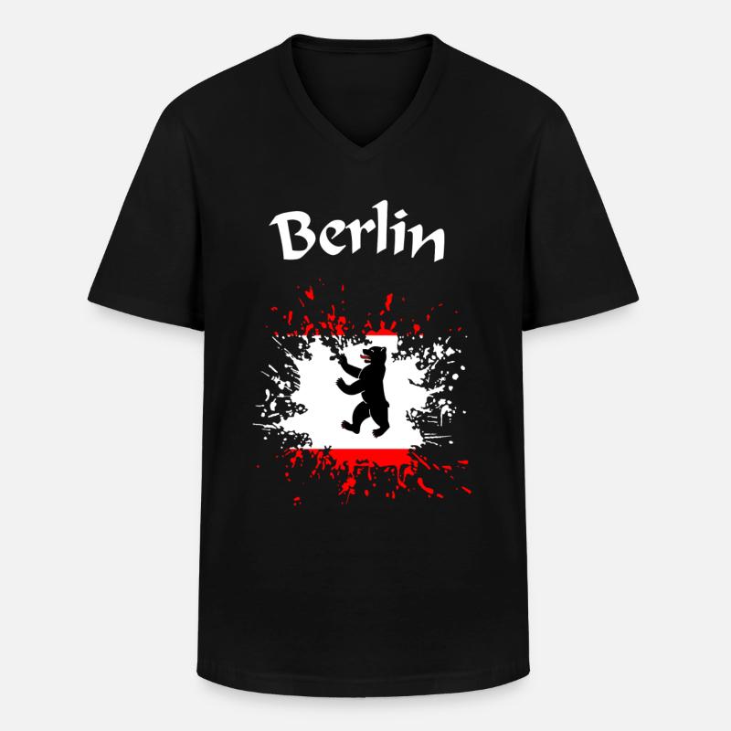 Berlin, Berliner Bär - Männer-T-Shirt mit V-Ausschnitt - Schwarz