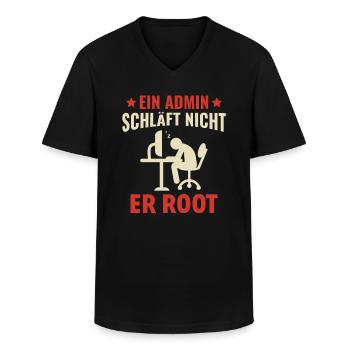 Ein Admin Schläft Nicht Er Root - Lustiges - Männer-T-Shirt mit V-Ausschnitt - Schwarz - Vorne - AI Model Male 178 dark (178cm)