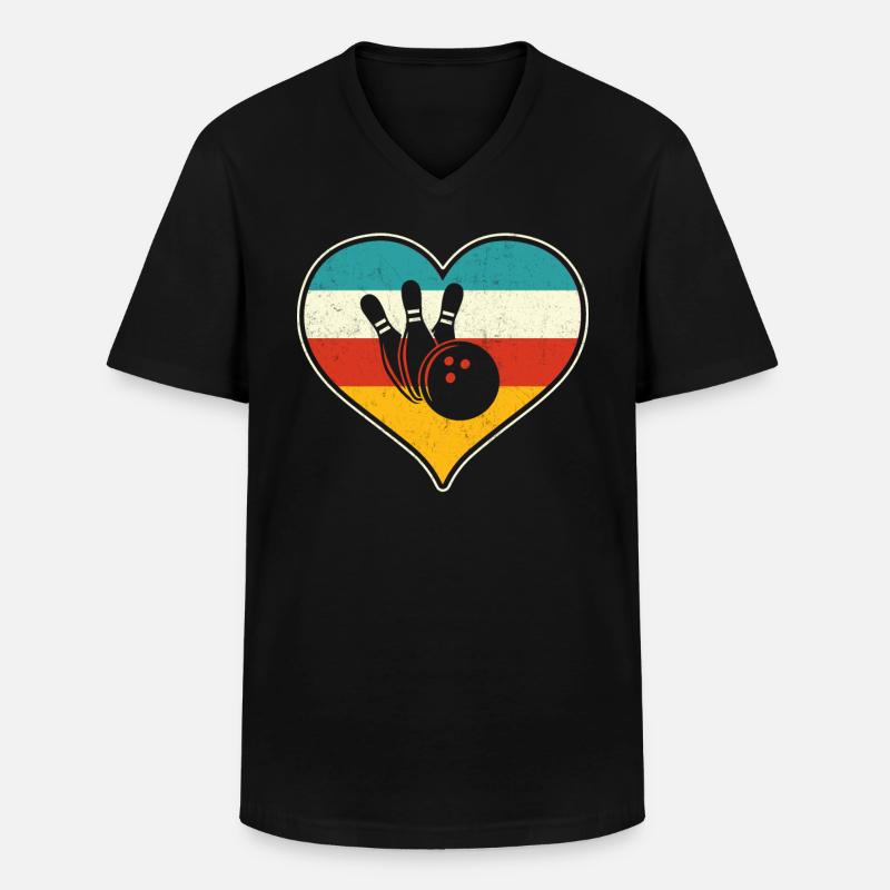 Bowling - Männer-T-Shirt mit V-Ausschnitt - Schwarz