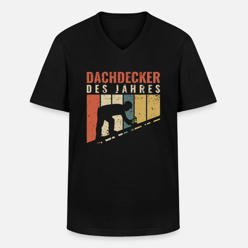 Dachdecker des Jahres - Dachdecker Roofer - Männer-T-Shirt mit V-Ausschnitt - Schwarz