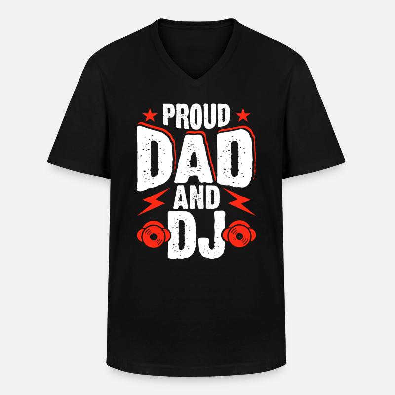Papa Dj - Männer-T-Shirt mit V-Ausschnitt - Schwarz