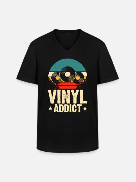 Vinyl Addict - Men's V-Neck T-Shirt - black