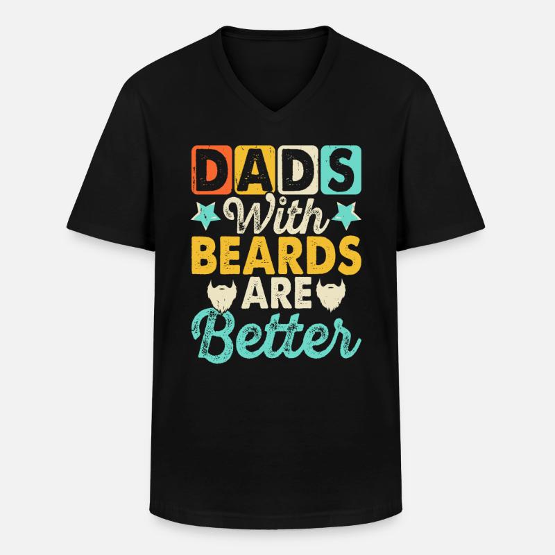 Papa Mit Bart - Männer-T-Shirt mit V-Ausschnitt - Schwarz