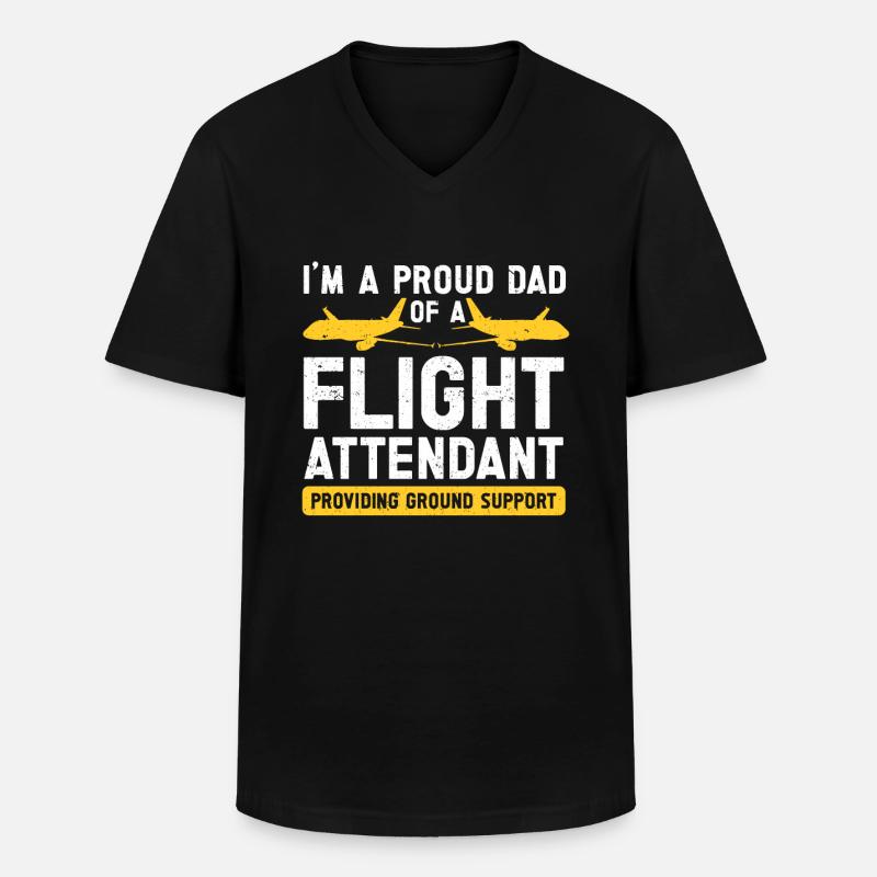 Flugbegleiter Papa Stewardess Flugbegleiter - Männer-T-Shirt mit V-Ausschnitt - Schwarz