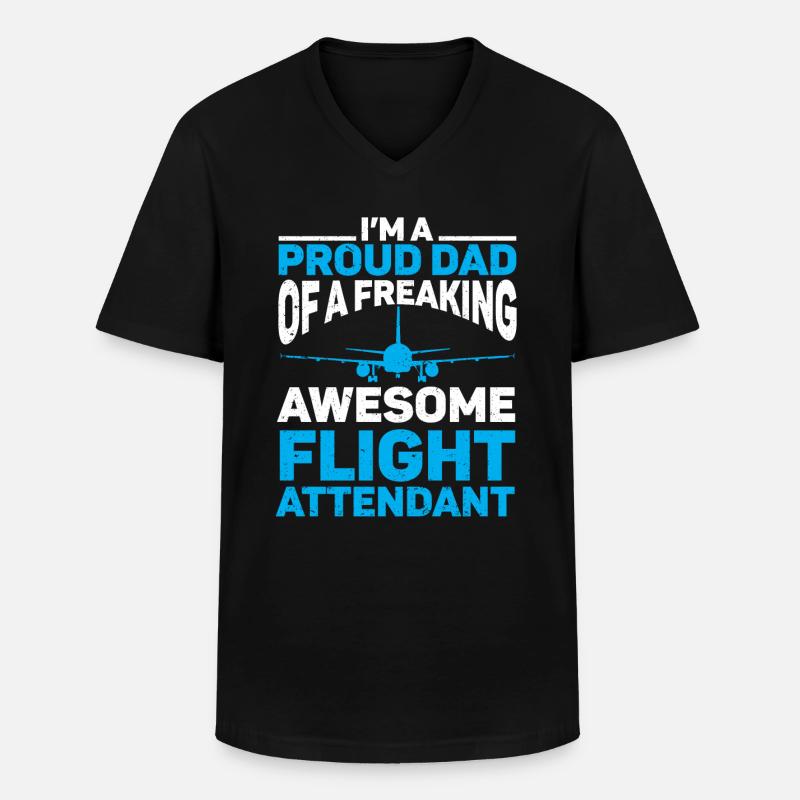 Flugbegleiter Papa Stewardess Flugbegleiter - Männer-T-Shirt mit V-Ausschnitt - Schwarz