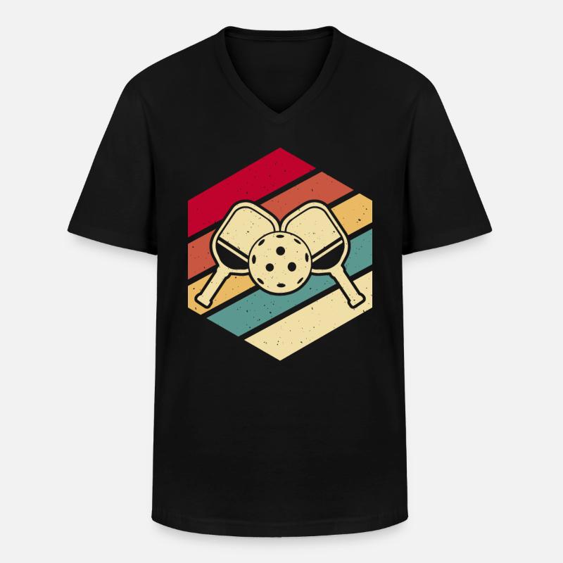 Pickleball - Männer-T-Shirt mit V-Ausschnitt - Schwarz