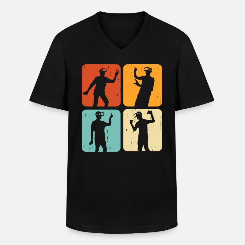 VR Virtuel Reality - Männer-T-Shirt mit V-Ausschnitt - Schwarz