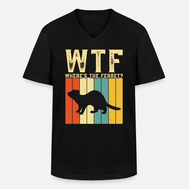 Frettchen - Männer-T-Shirt mit V-Ausschnitt - Schwarz