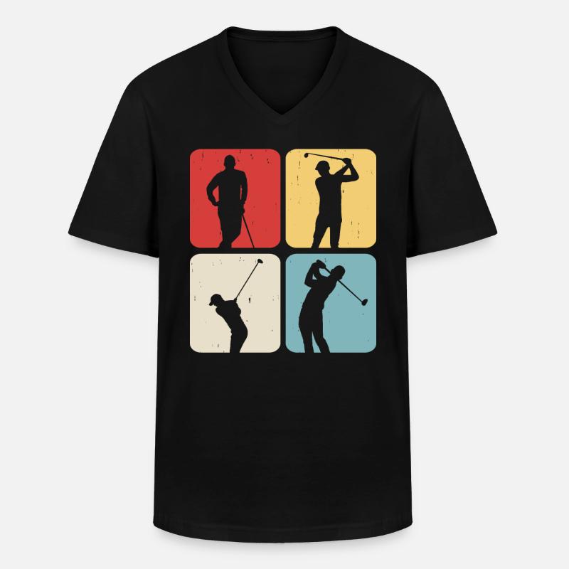 Golf Golfer - Männer-T-Shirt mit V-Ausschnitt - Schwarz