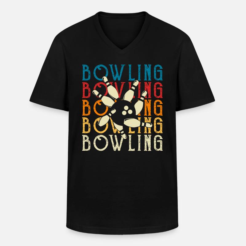 Bowling - Männer-T-Shirt mit V-Ausschnitt - Schwarz