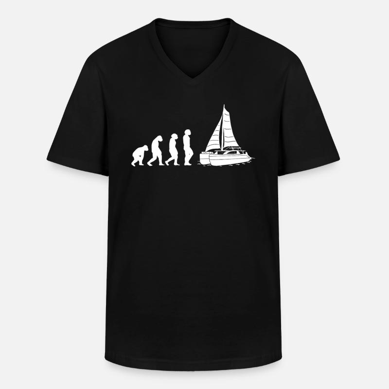 Catamaran-Boot Segelboot Segeln Segler Evolution - Männer-T-Shirt mit V-Ausschnitt - Schwarz