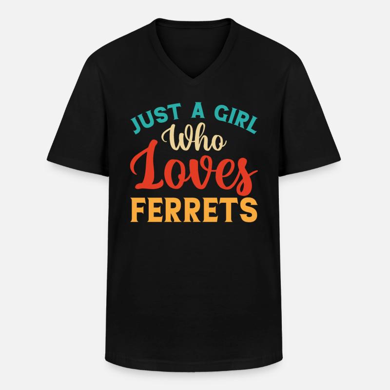 Frettchen - Männer-T-Shirt mit V-Ausschnitt - Schwarz