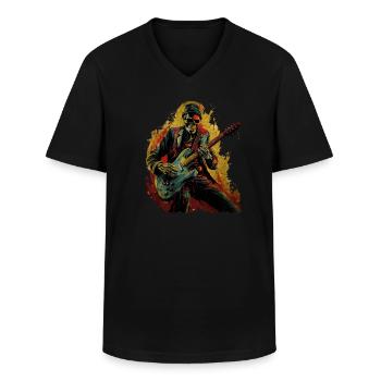 Gitarristen E-Gitarren Akustik-Gitarre Vintage - Männer-T-Shirt mit V-Ausschnitt - Schwarz - Vorne - AI Model Male 178 dark (178cm)