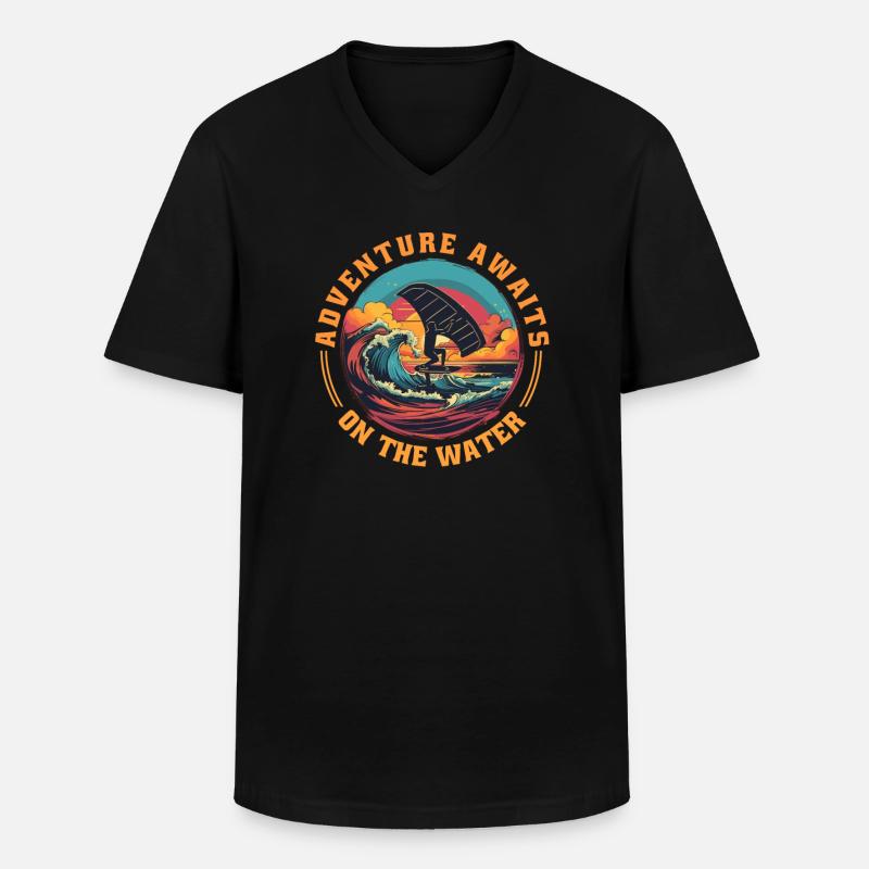 Wingfoil-Surfer Wingfoiling-Board Kitefoil Sprüche - Männer-T-Shirt mit V-Ausschnitt - Schwarz