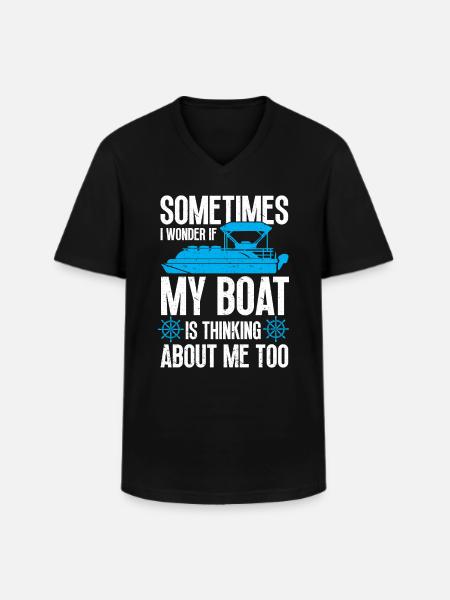 Boat Pontoon Boat Captain - Men's V-Neck T-Shirt - black