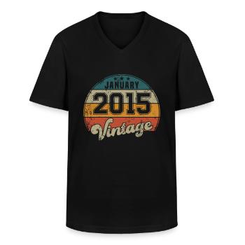 Vintage Geburtstag - Januar 2015 - Geschenkidee - Männer-T-Shirt mit V-Ausschnitt - Schwarz - Vorne - AI Model Male 178 dark (178cm)