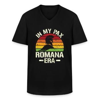À l’époque de la Pax Romana - Empire romain - T-shirt col V Homme - noir - Devant - AI Model Male 178 dark (178cm)