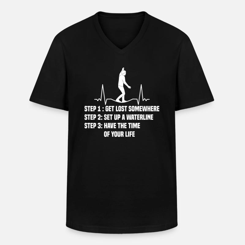 Slackline - Männer-T-Shirt mit V-Ausschnitt - Schwarz