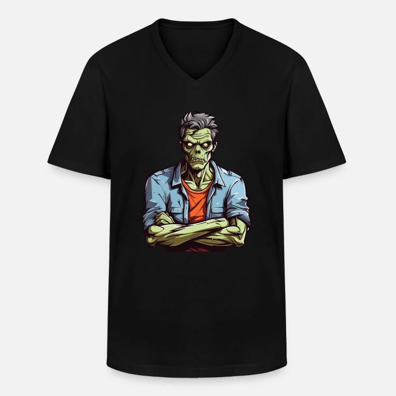 Zombie genervt - Männer-T-Shirt mit V-Ausschnitt - Schwarz
