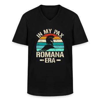 À l’époque de la Pax Romana - Empire romain - T-shirt col V Homme - noir - Devant - AI Model Male 178 dark (178cm)