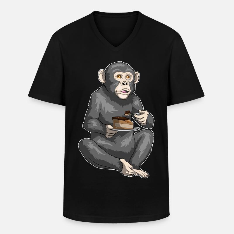 Monkey Birthday Cake - Men's V-Neck T-Shirt - black