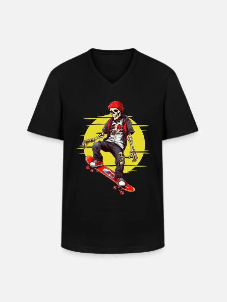 Skateboarding Skeleton - Men's V-Neck T-Shirt - black