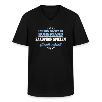 Pensionné Retraité Joueur de saxophone - T-shirt col V Homme - noir - Devant - AI Model Male 178 dark (178cm)