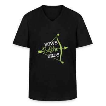 Bows before Bros - Archer Bow - Men's V-Neck T-Shirt - black - Front - AI Model Male 178 dark (178cm)