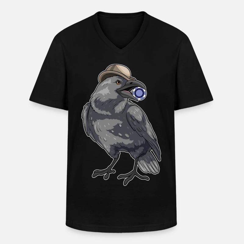 Krähe Poker Pokerchips - Männer-T-Shirt mit V-Ausschnitt - Schwarz