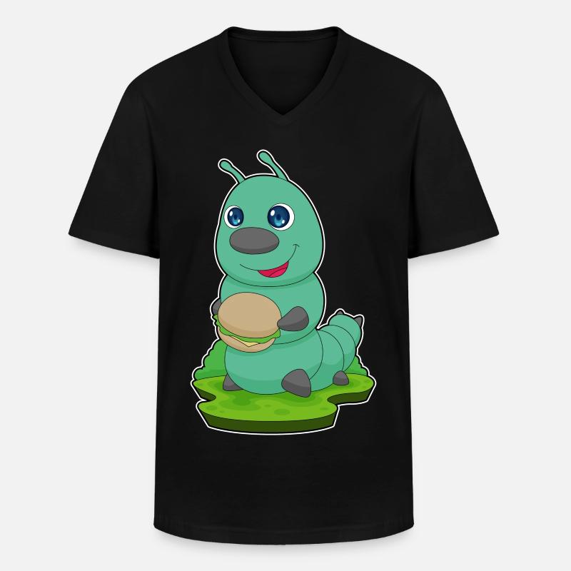 Raupe Burger - Männer-T-Shirt mit V-Ausschnitt - Schwarz