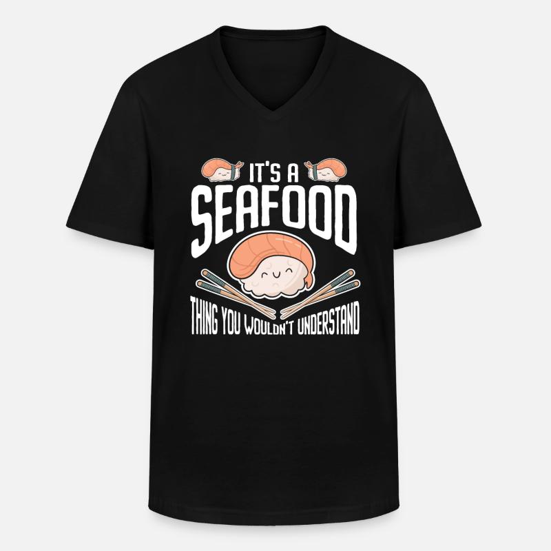Meeresfrüchte - Männer-T-Shirt mit V-Ausschnitt - Schwarz