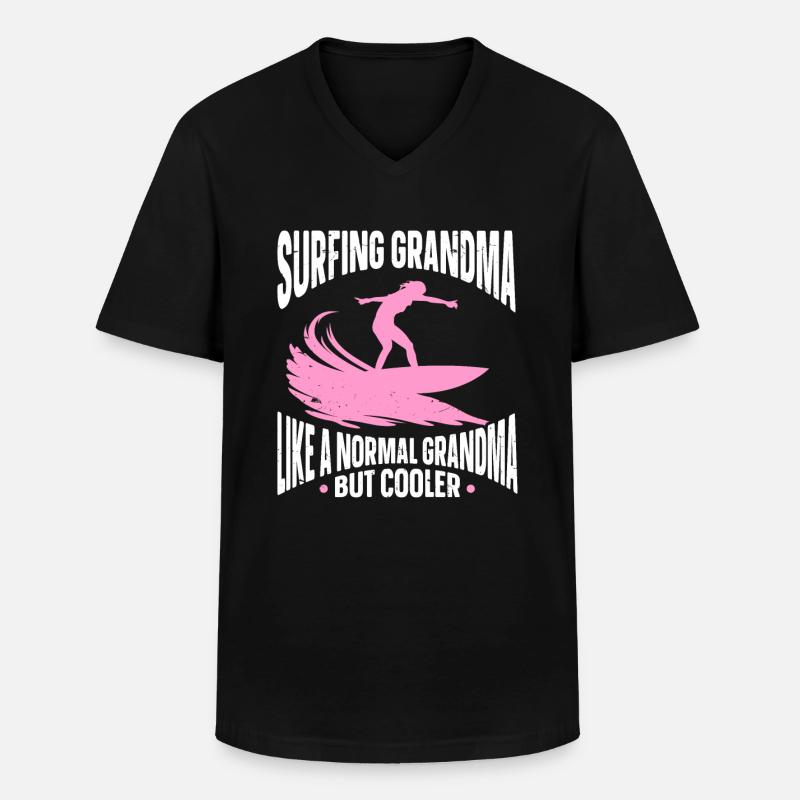 Surfender Surfer - Männer-T-Shirt mit V-Ausschnitt - Schwarz