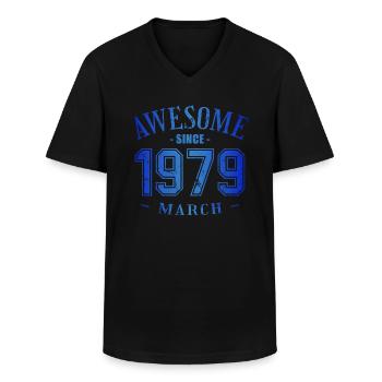 March 1979 - Geburtstag im März Awesome - Männer-T-Shirt mit V-Ausschnitt - Schwarz - Vorne - AI Model Male 178 dark (178cm)