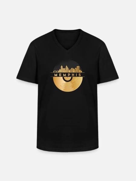 Disque Vinyle Disco Musique Skyline-Memphis - T-shirt col V Homme - noir