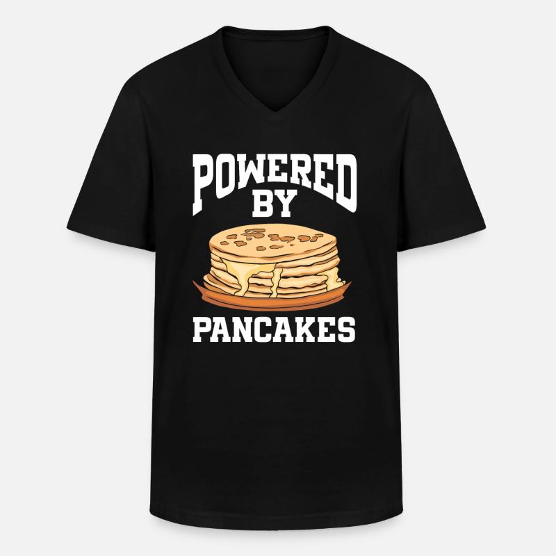 Powered By Pancakes - Männer-T-Shirt mit V-Ausschnitt - Schwarz