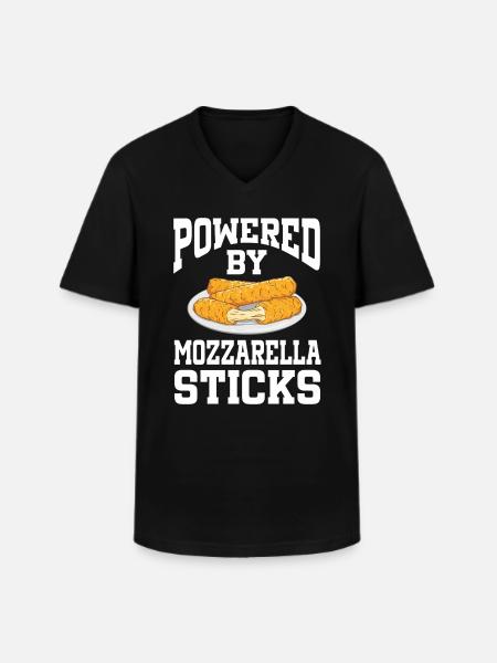 Powered By Mozzarella Sticks - Men's V-Neck T-Shirt - black