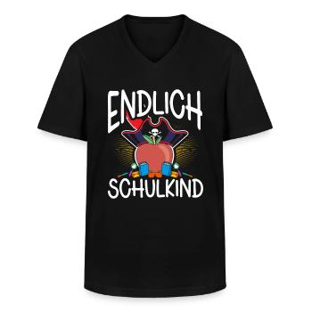 School 1st Grade - Men's V-Neck T-Shirt - black - Front - AI Model Male 178 dark (178cm)