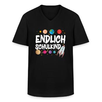 School 1st Grade - Men's V-Neck T-Shirt - black - Front - AI Model Male 178 dark (178cm)