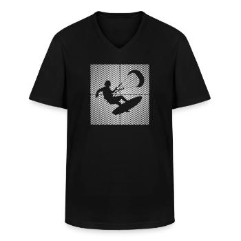 Kitesurf Kiteboard Kitesurfing Kite Surf Board - Men's V-Neck T-Shirt - black - Front - AI Model Male 178 dark (178cm)